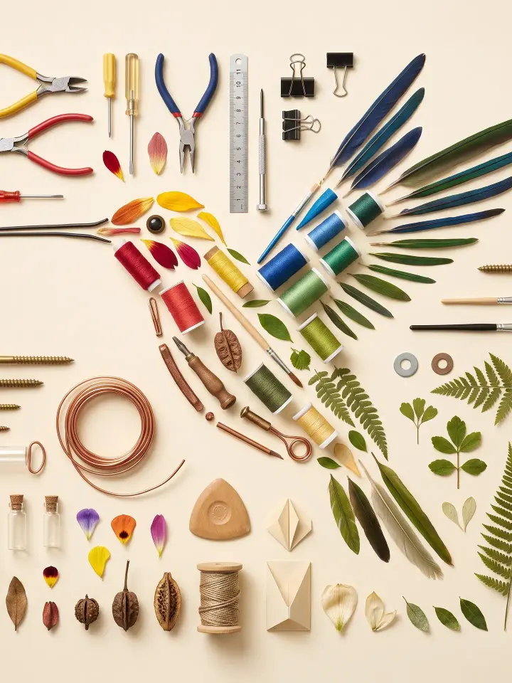 Create one polished, source-grounded creative image. Create a strict top-down knolling composition i