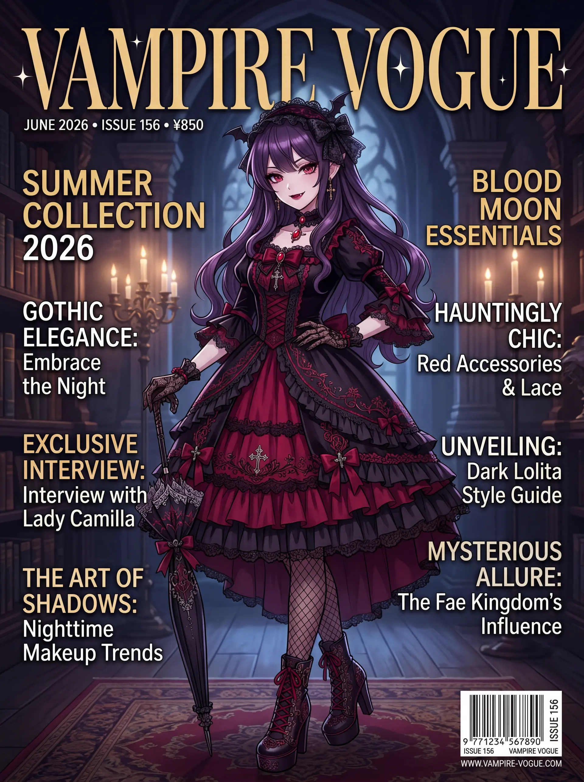 [Anime Magazine Cover] A high-fashion magazine cover featuri
