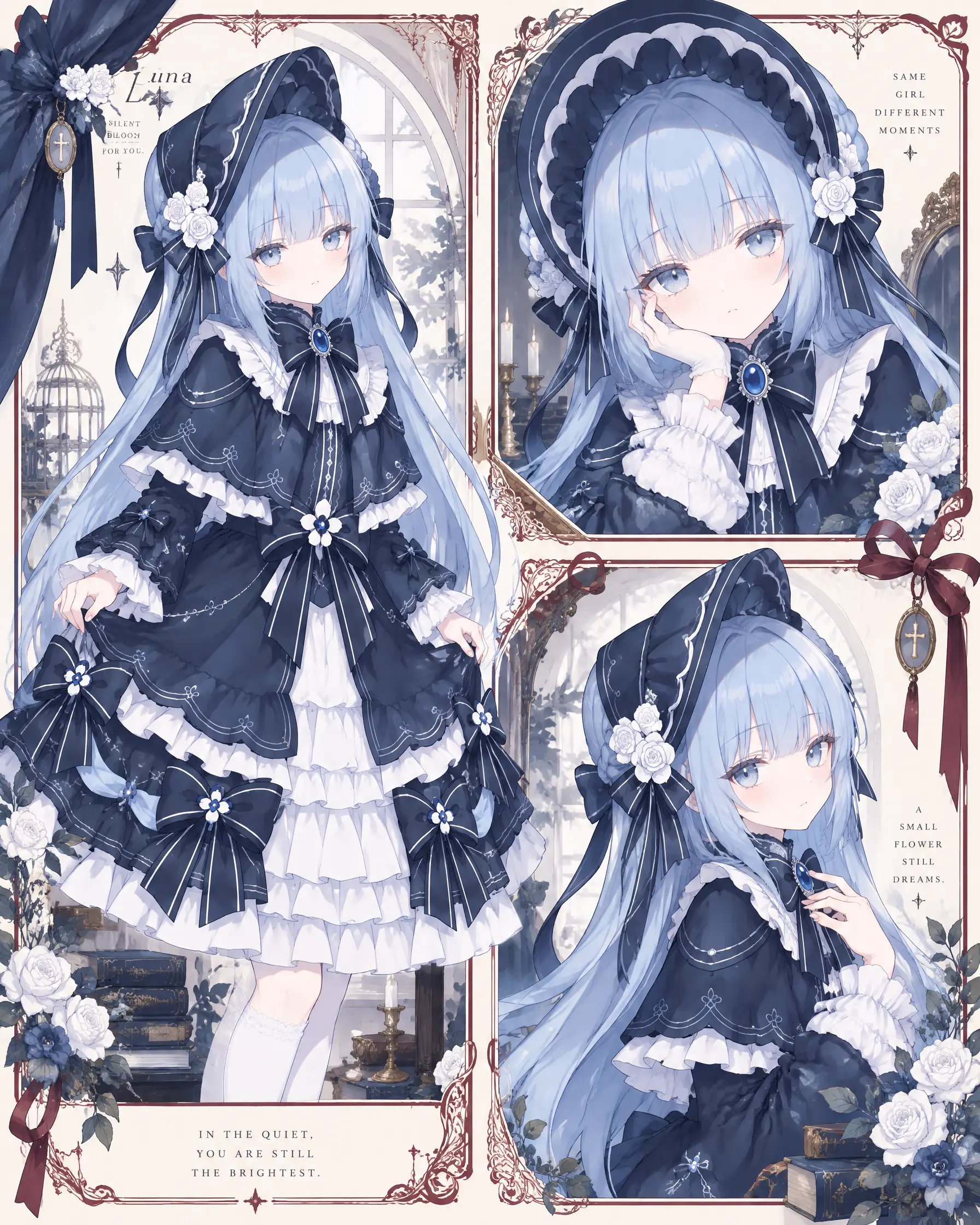 日系二次元半厚涂插画，细腻赛璐璐结合厚涂质感，米画师原创角色稿件风，线条柔和但结构扎实，类似乙女手游卡面与插画师手稿风格