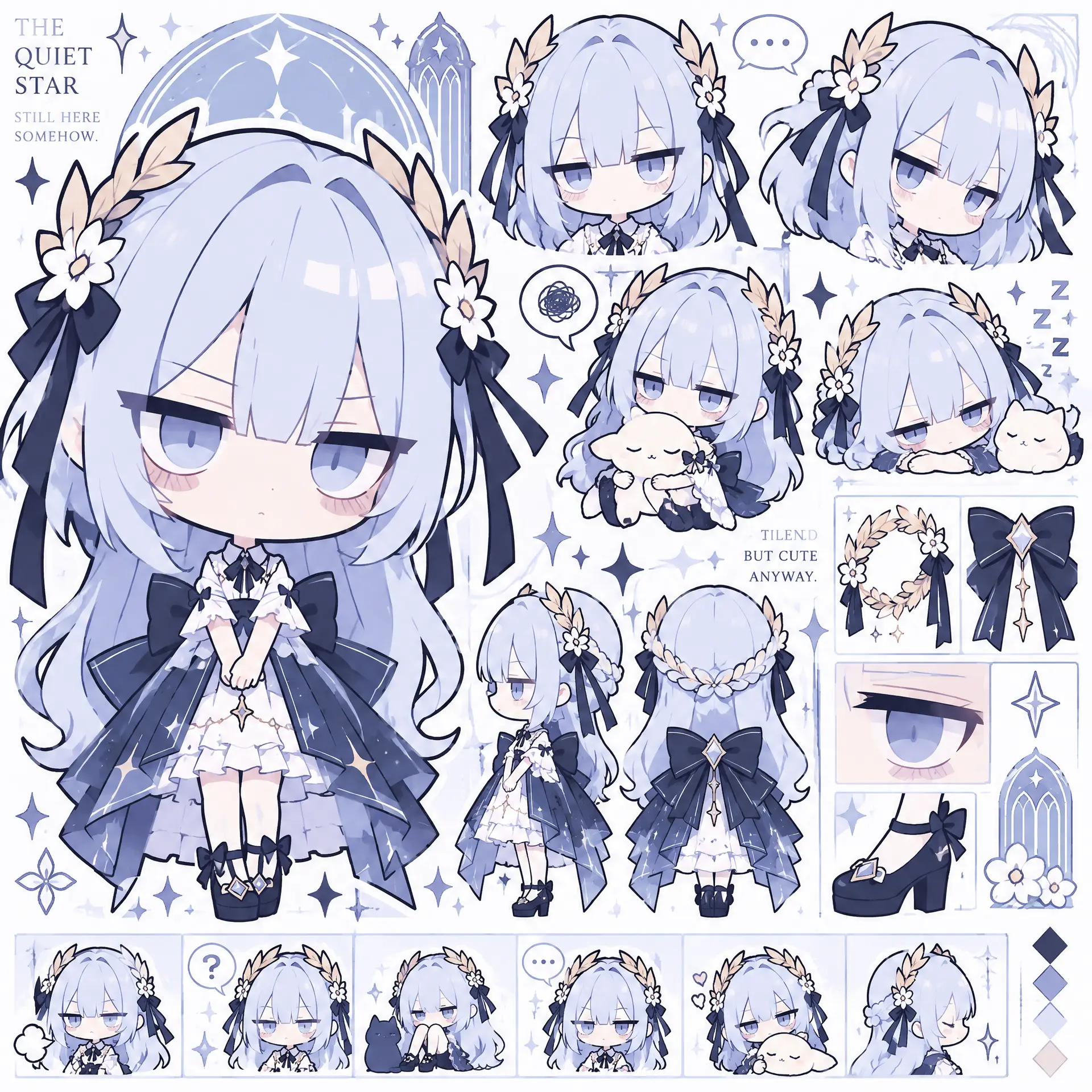 重新设计为欧美独立动画式 Deadpan Chibi。保留角色最核心的发型轮廓、代表色、配饰、服装符号、身份气质与识别点