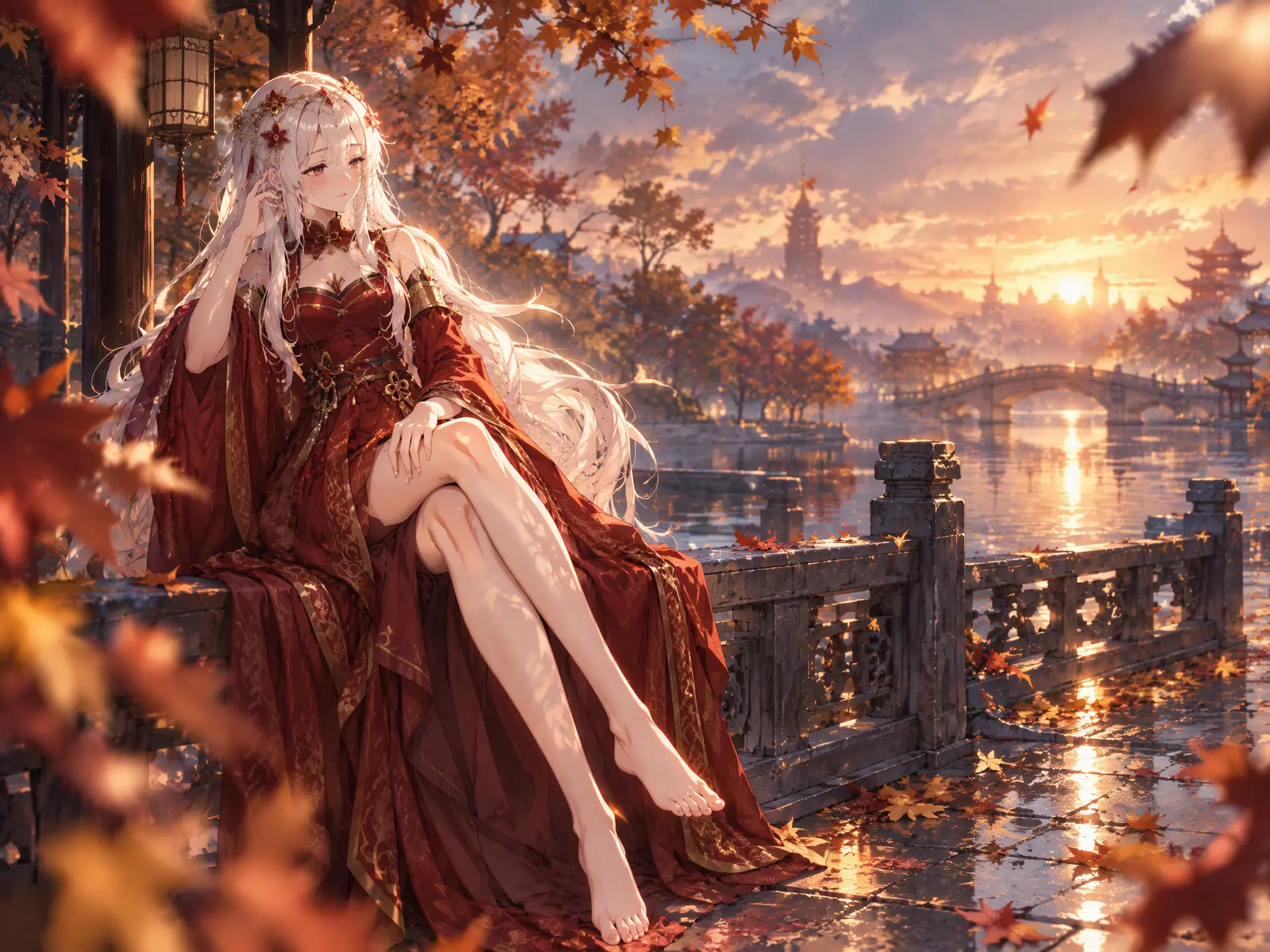 3A游戏美术(AAA game art)基调,二次元画风,金亨泰风格，以参考图中的动漫少女为原型，一张二次元氛围感CG，