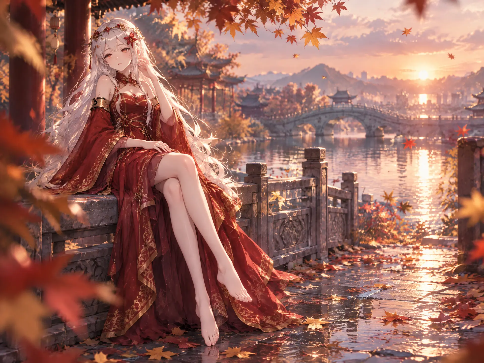 3A游戏美术(AAA game art)基调,二次元画风,金亨泰风格，以参考图中的动漫少女为原型，一张二次元氛围感CG，