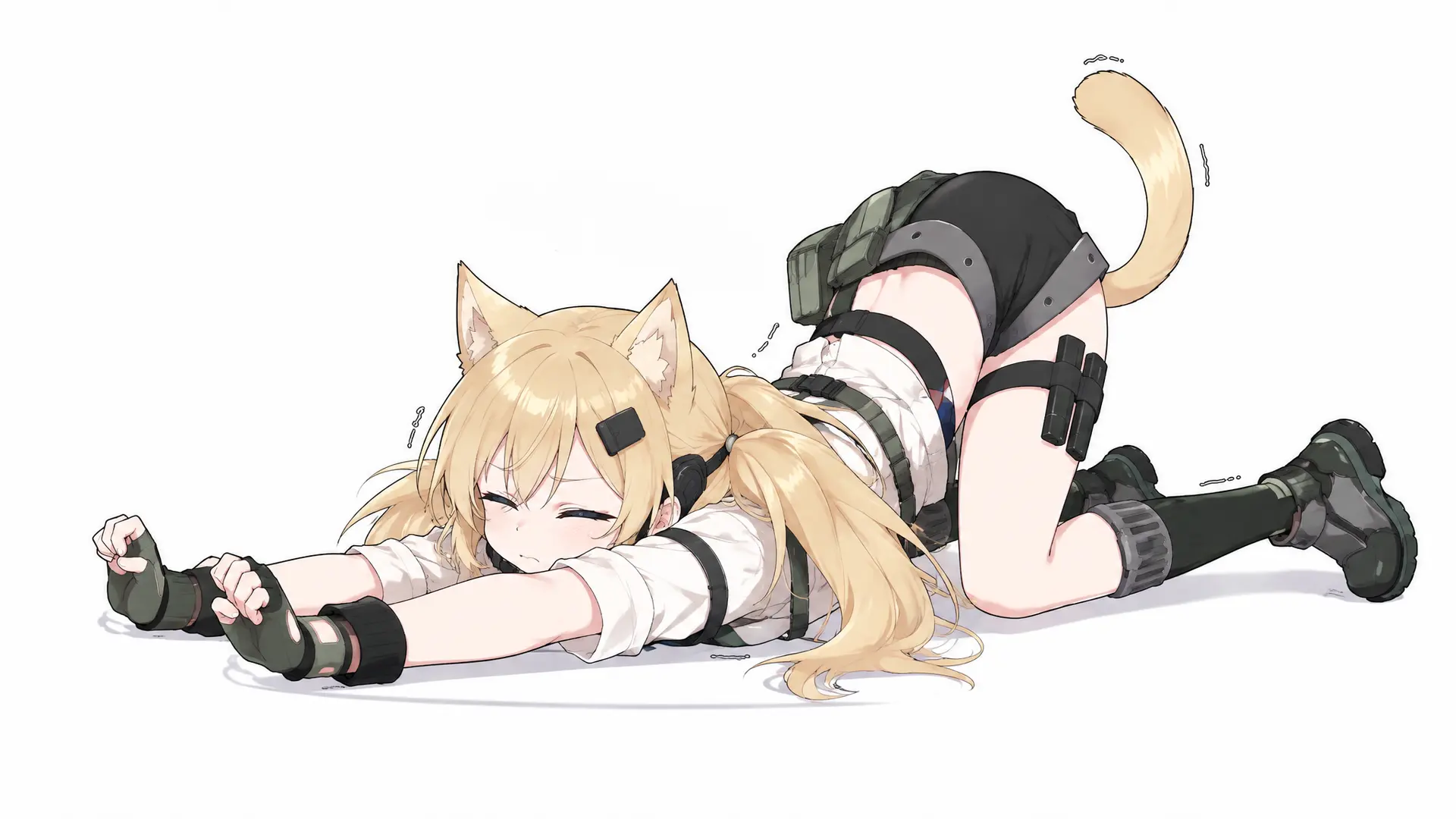 通过修改服装以及头发还有瞳色cosplay图二角色，
备注：添加猫尾