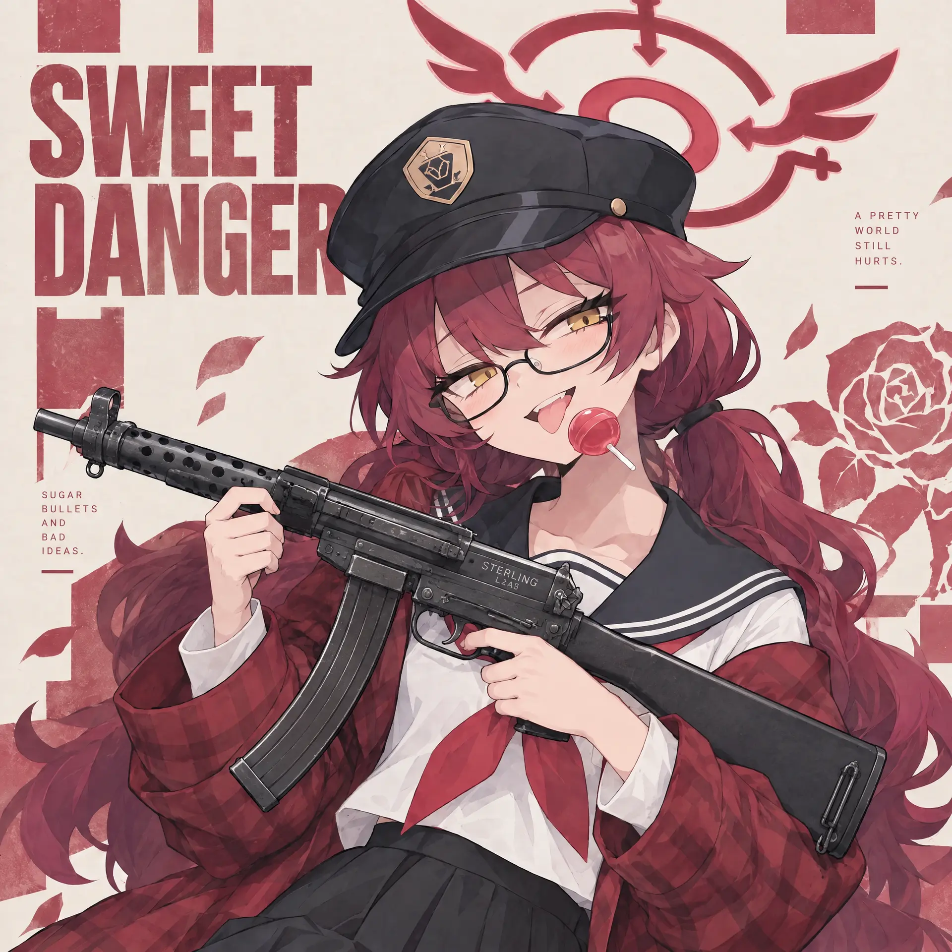 让她持有武器【Sterling submachine gun(Sterling Mk. 4/L2A3)，左侧供弹，弧形弹