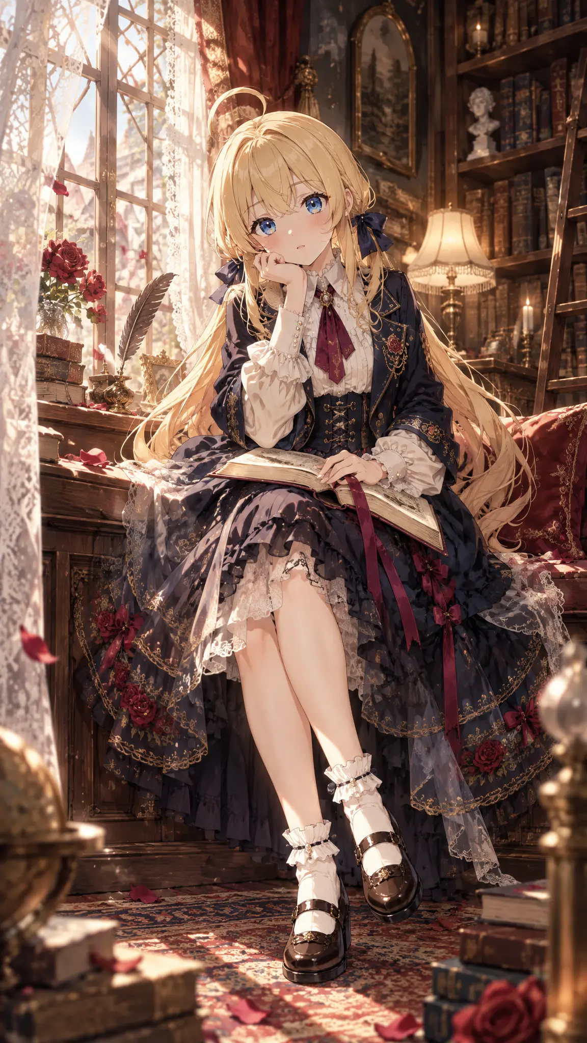 9:16竖版，原创二次元女角色全身角色设计图，二次元厚涂插画派系，非3D，线条表现为干净流畅的角色线与少量手绘质感边缘线