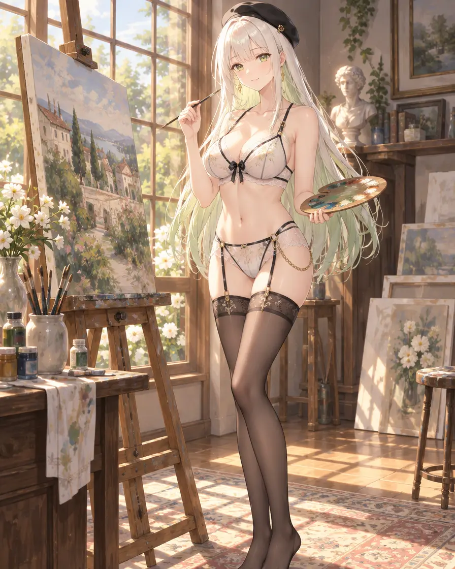 **Anime Illustration — A Peaceful Afternoon in the Art Studi