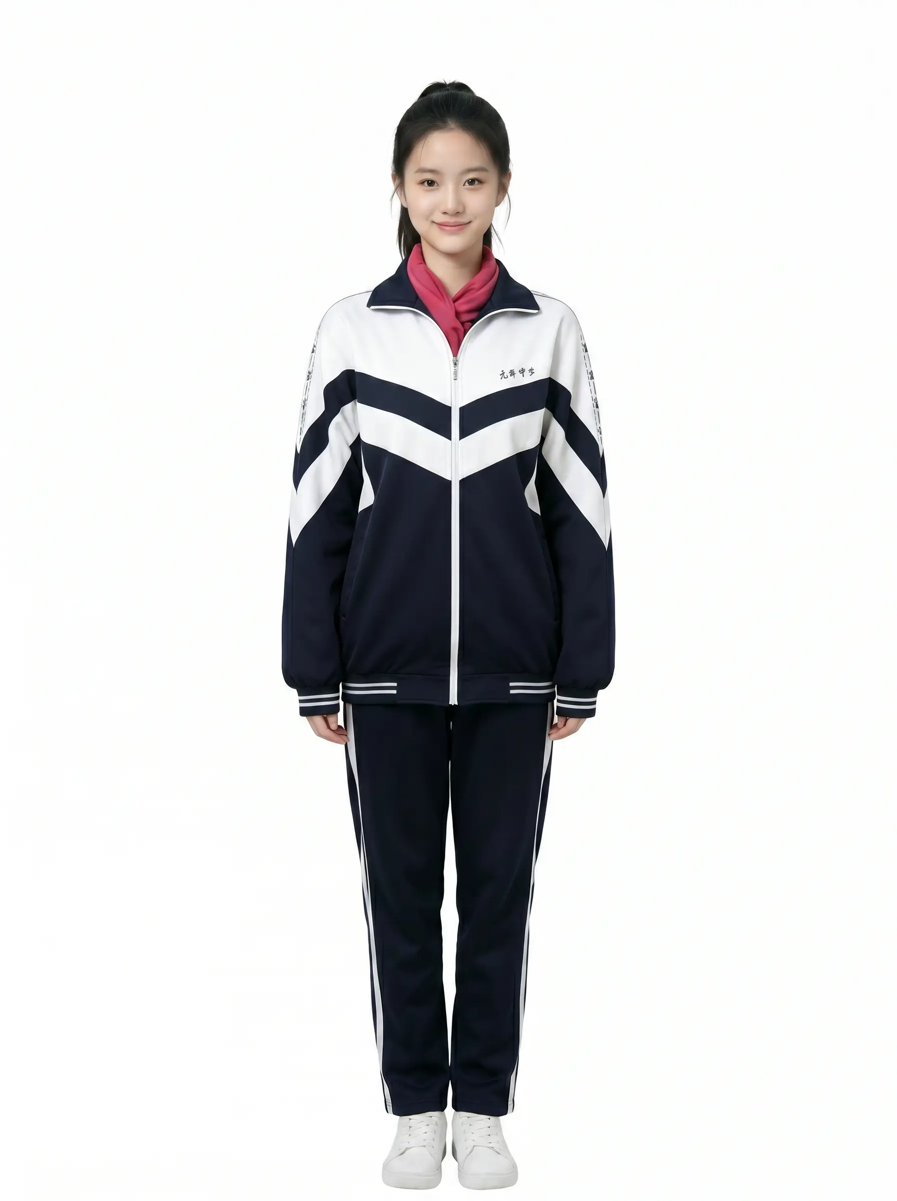 参考以上图片，生成一张175cm，45kg，20岁的非常漂亮的东亚女大学生的正面立绘。不要把女生的脸部画胖。要求生成的图
