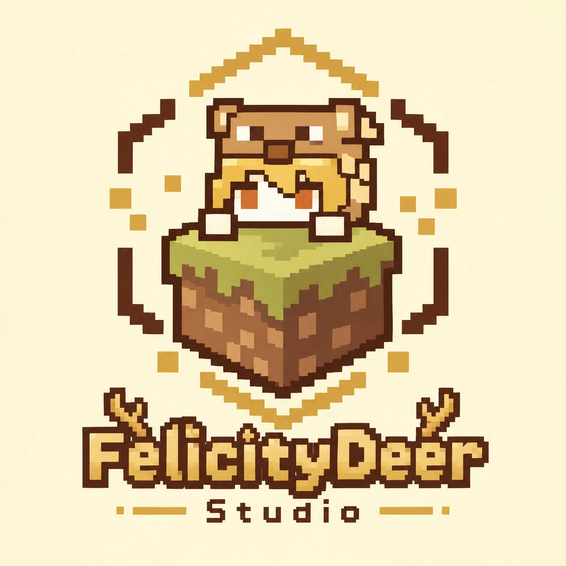 给这个工作室LOGO添加一个名字FelicityDeer Studio，整体比例要协调