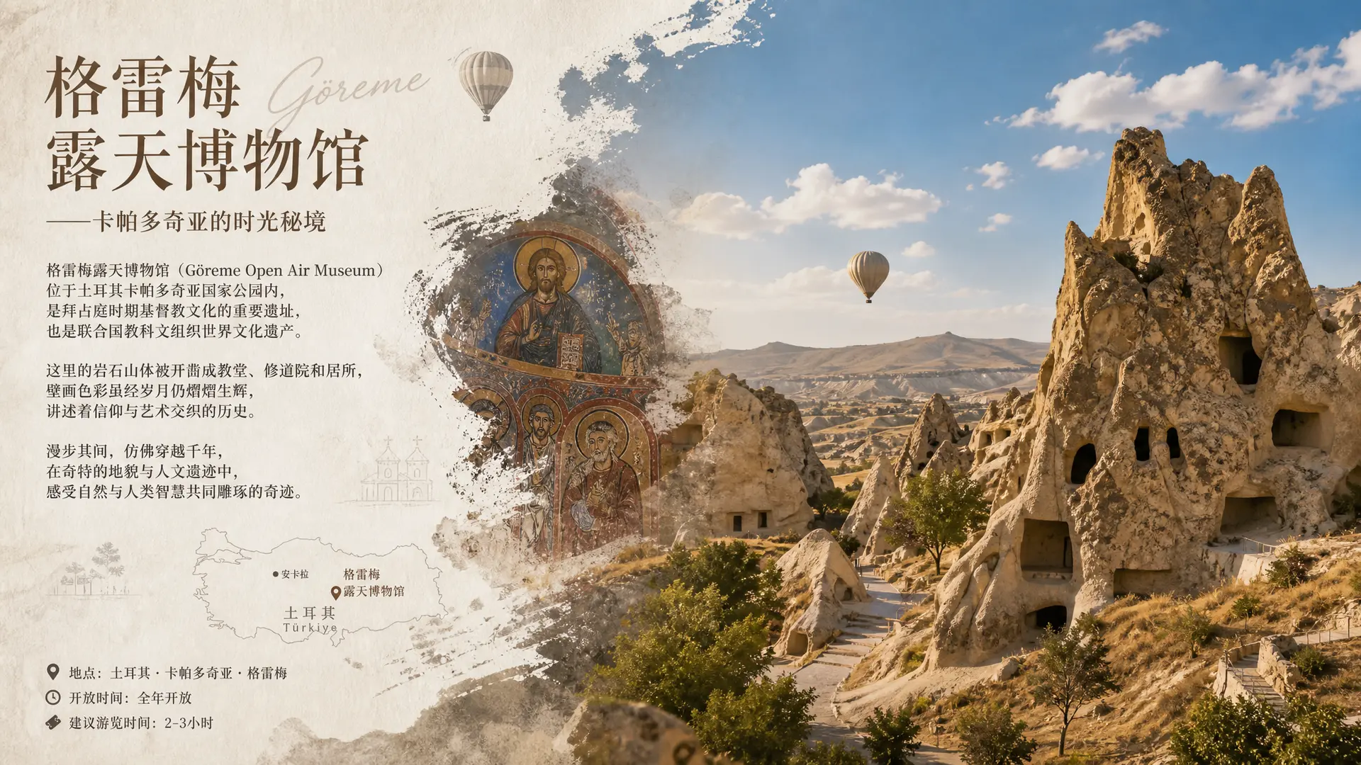 介绍格雷梅露天博物馆，一半文字一半图片，相互融合